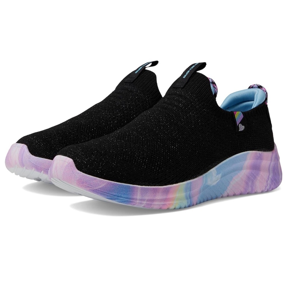 Skechers Kids' Black and Multicolor Slip-On Sneakers